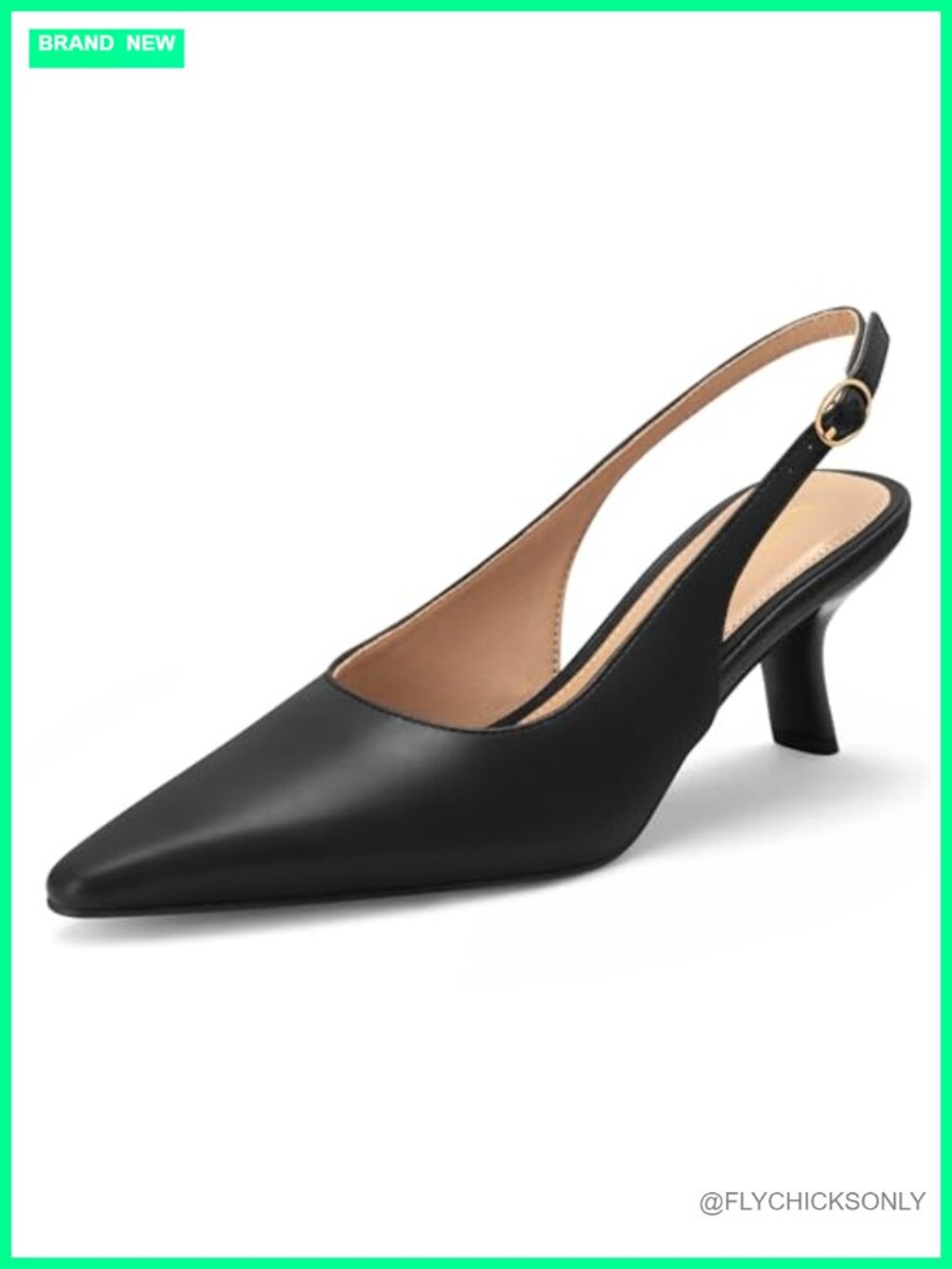 Women's Slingback Pumps Pointed Toe Kitten Heel Dress Shoes